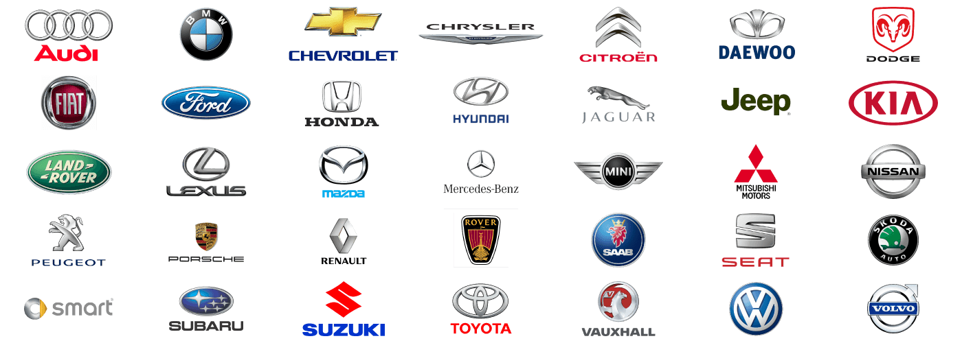 Logos of the vehicle manufacturers Dent King services